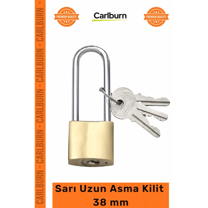 #AsmaKilit Dayanıklı Pirinç Gövde Güvenlik Kilidi Paslanmaz Çelik Saplı Sarı Uzun Asma Kilit 38 mm