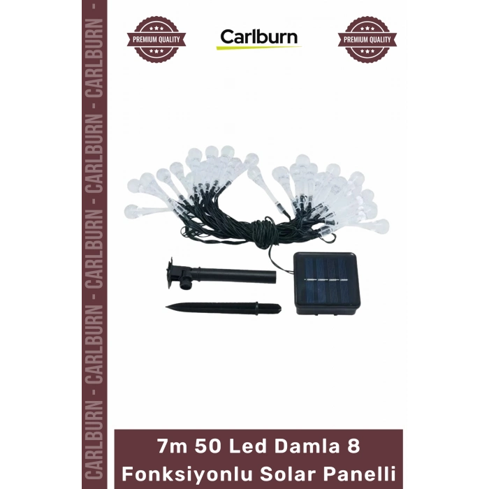 #Solar Bahçe Aydınlatma Dekoratif Solar 7m 50 Led Damla 8 Fonksiyonlu Solar Panelli Gün Işığı