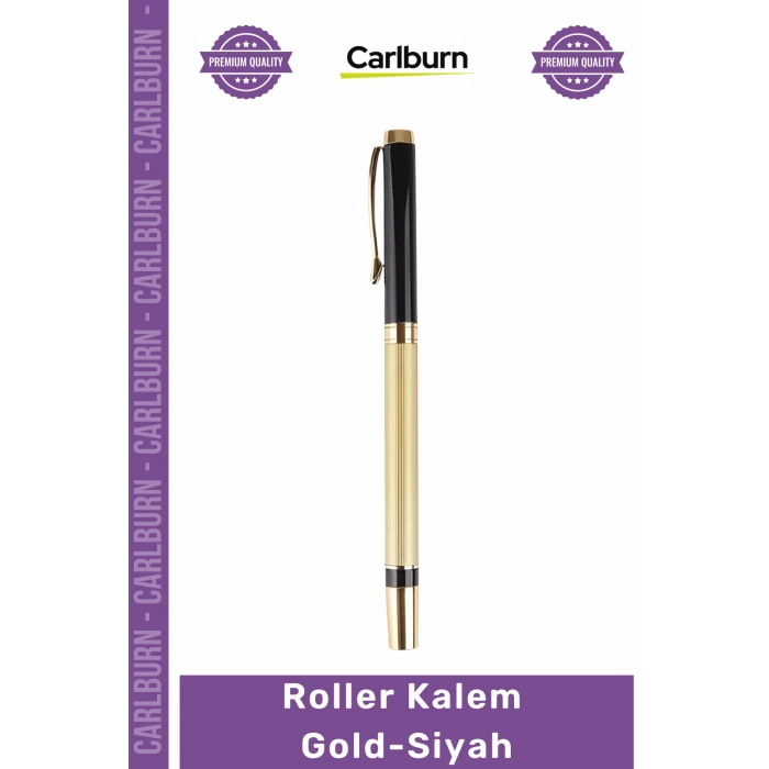#Kalem Okul İş Lüks Öğretmen Hediye Profesyonel Metal Tasarım Kaliteli Ofis Roller Kalem Gold- Siyah