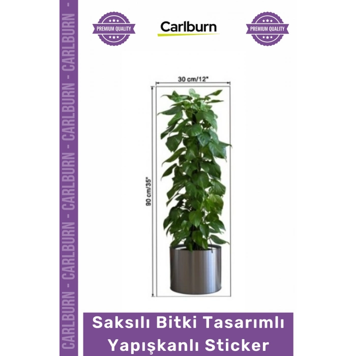 #Sticker 90x30 cm Şeffaf Lazer Kesim Modern Dekoratif Duvar Saksılı Bitki Tasarımlı Yapışkanlı Sticker