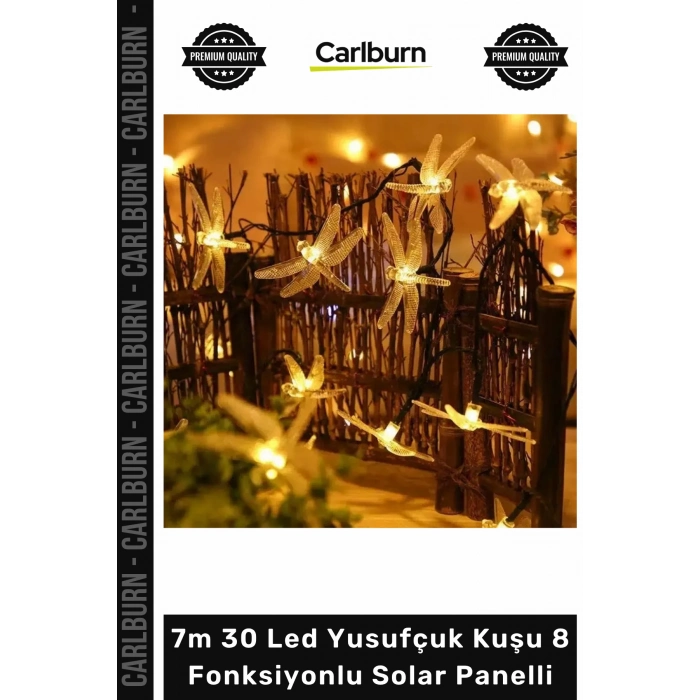 Özel Üretim Gün Işığı Bahçe Dekoratif Dış Mekan 7m 30 Led Yusufçuk Kuşu 8 Fonksiyonlu Solar Panelli