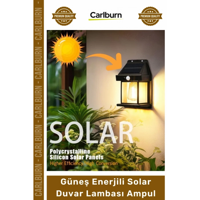 Özel Üretim Su Geçirmez Bahçe Dekoratif Güneş Enerjili Solar Duvar Lambası Rustik Ampul Gün Işığı