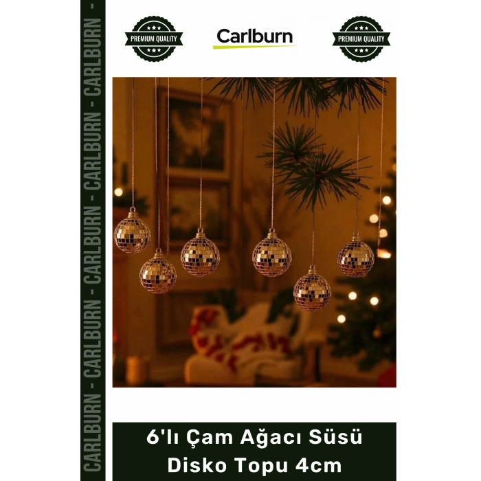 Özel Üretim Noel Yılbaşı Dekorasyonu Parlak Aynalı Estetik 6lı Çam Ağacı Süsü Disko Topu - 4cm