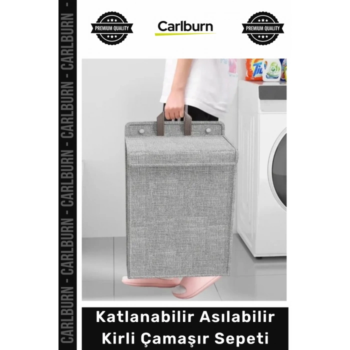Özel Üretim Gri Kumaş Banyo Duvar Kapı Arkası Düzenleyici Katlanabilir Asılabilir Kirli Çamaşır Sepeti