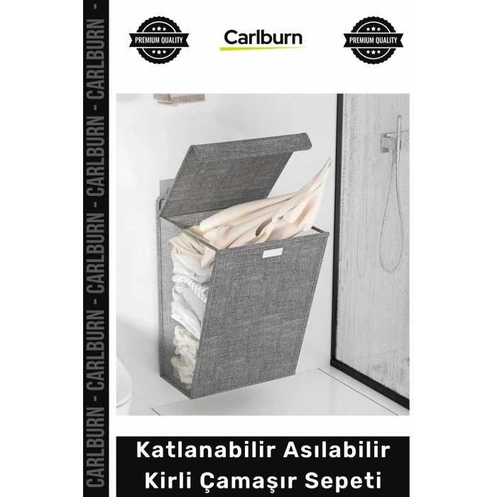 Özel Üretim Gri Kumaş Banyo Duvar Kapı Arkası Düzenleyici Katlanabilir Asılabilir Kirli Çamaşır Sepeti