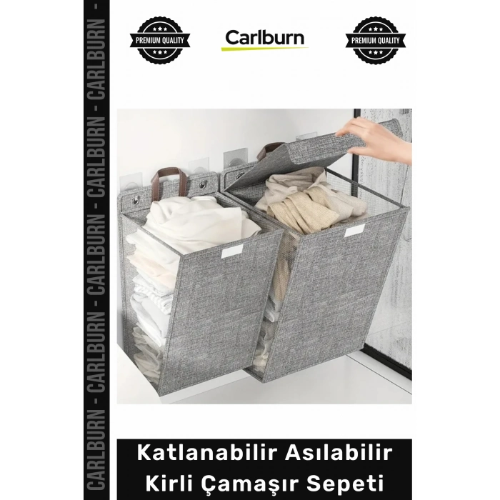 Özel Üretim Gri Kumaş Banyo Duvar Kapı Arkası Düzenleyici Katlanabilir Asılabilir Kirli Çamaşır Sepeti