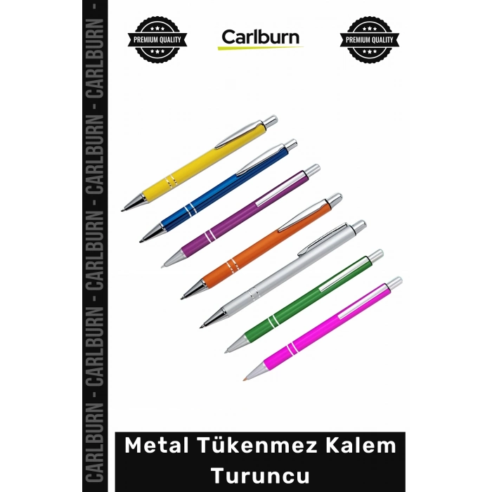 #KalemLogo Baskılı Promosyon Şık Dayanıklı Kurumsal Hediye Ofis Kaliteli Tasarım Metal Tükenmez Kalem - Turuncu