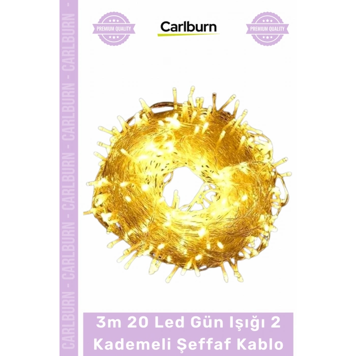 #LedAydınlatma Dekoratif Pilli Süsleme Lambası Pilli Şık 3m 20 Led Gün Işığı 2 Kademeli Şeffaf Kablo