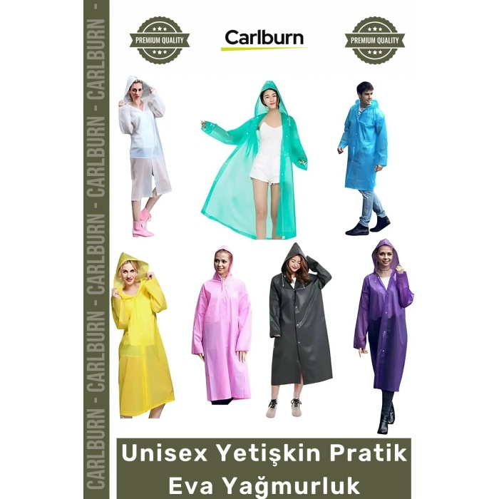 #Yağmurluk Su Geçirmez Kaliteli Dayanıklı Kapüşonlu Şık Tasarım Unisex Yetişkin Pratik Eva Yağmurluk - 1 Adet