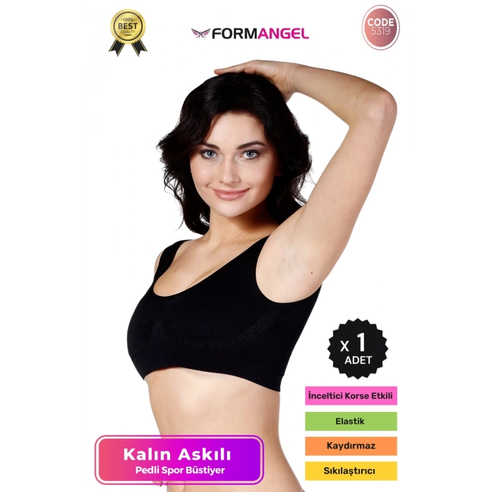 #Büstiyer Dikişsiz Seamless Kadın Esnek Yumuşak Kumaş Kalın Askılı Pedli Spor Büstiyer - 1 Adet