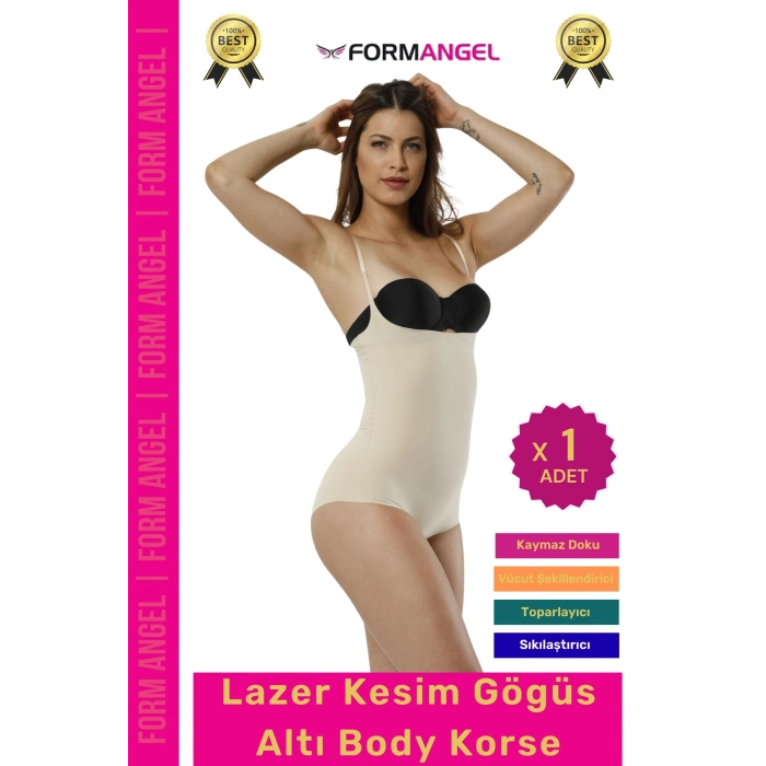 Kadın Ten Lazer Kesim Ayar Askılı Göğüs Altı Body Korse 2021