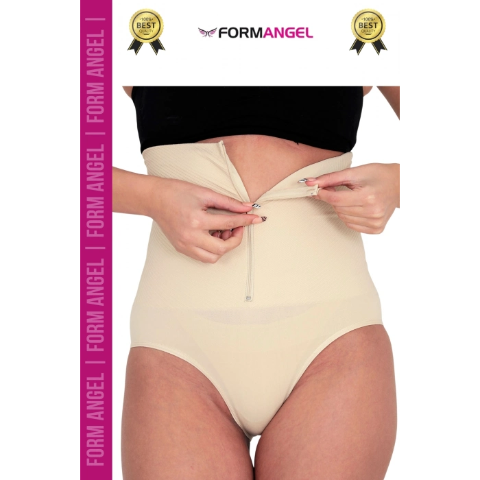 #Korse Yüksek Bel Vücut Karın Mide Şekillendirici Külot Fermuarlı Toparlayıcı Slip Korse - 4 Adet