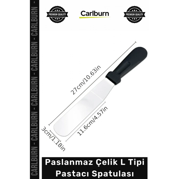 Özel Üretim Profesyonel Mutfak Ekipmanı Ergonomik Saplı Paslanmaz Çelik L Tipi Pastacı Spatulası