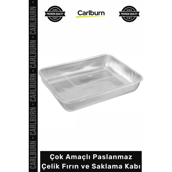 #SaklamaKabı 304 Kalite Sızdırmaz Çok Amaçlı Paslanmaz Çelik Fırın Saklama Kabı 25x20x5 cm - 1 Adet