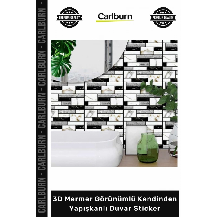 Özel Üretim 30x30 Mutfak Banyo Panel Tuğla 3D Mermer Görünümlü Kendinden Yapışkanlı Duvar Sticker