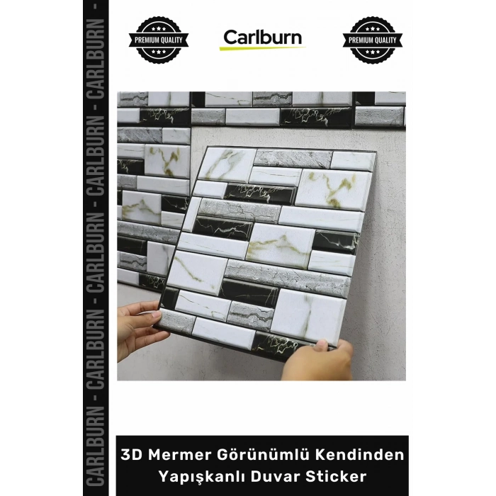 Özel Üretim 30x30 Mutfak Banyo Panel Tuğla 3D Mermer Görünümlü Kendinden Yapışkanlı Duvar Sticker