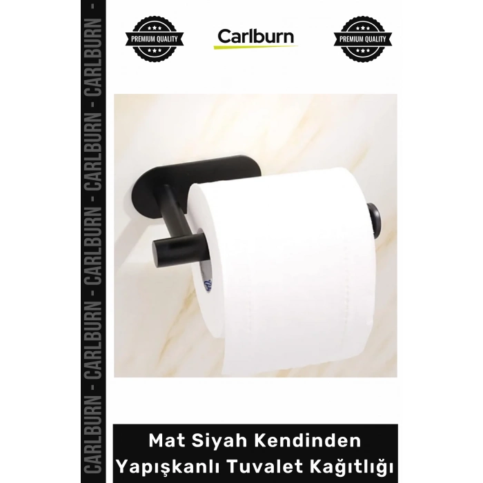 Özel Üretim Paslanmaz Çelik Delmesiz Banyo Rulo Tutucu Askısı Mat Siyah Kendinden Yapışkanlı Tuvalet Kağıtlığı