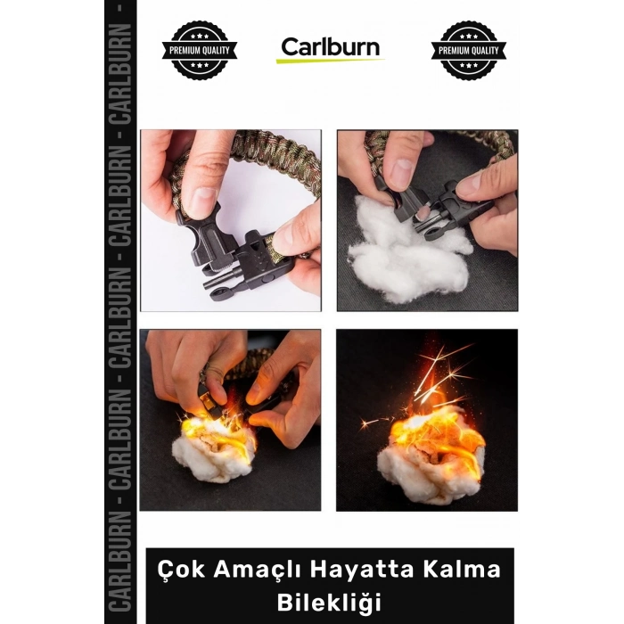 #Bileklik Kamp Outdoor Paracord Pusula Çakmaktaşı Düdük Çakı Çok Amaçlı Hayatta Kalma Bilekliği