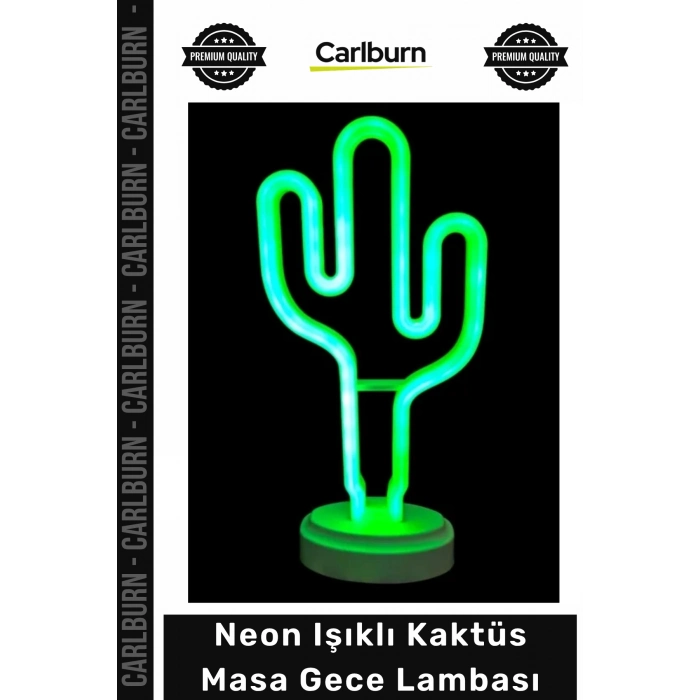 #Aydınlatma Modern Dekoratif Yeşil LED Pilli USB Ofis Ev Şık Neon Işıklı Kaktüs Masa Gece Lambası