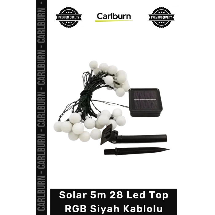 Özel Üretim Dış Mekan Bahçe Balkon Dekorasyon Güneş Enerjili Solar 5m 28 Led Top RGB Siyah Kablolu