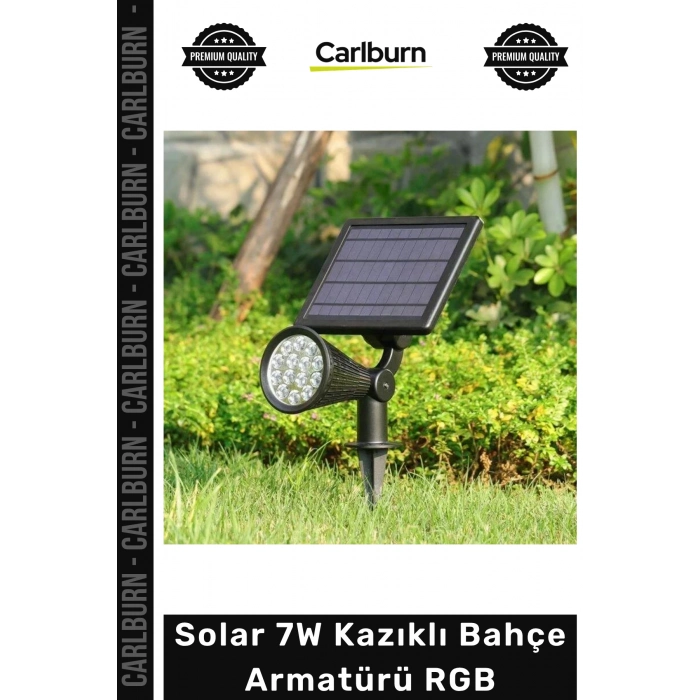 Özel Üretim Dış Mekan Güneş Enerjili LED Peyzaj Aydınlatma Şık Solar 7W Kazıklı Bahçe Armatürü RGB