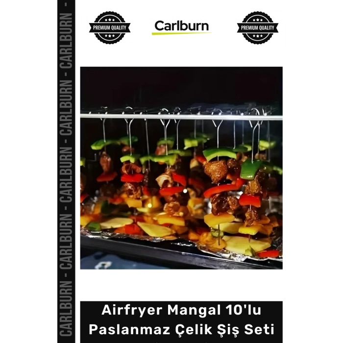 #ŞişSeti Kaliteli Fırın Izgara Kamp Kebap Airfryer Mangal 10lu Paslanmaz Çelik Şiş Seti 20 cm