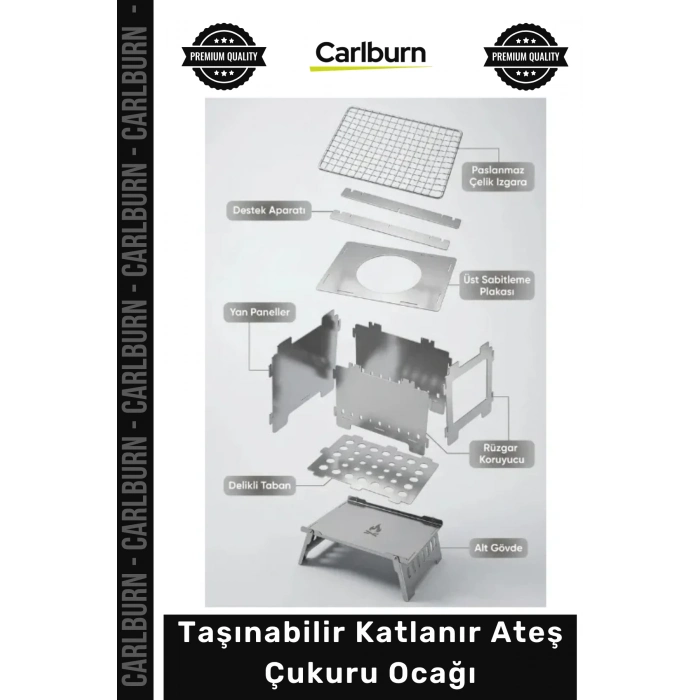 #AteşÇukuruPaslanmaz Çelik Kamp Tipi Kompakt Outdoor Izgara Taşınabilir Katlanır Ateş Çukuru Ocağı