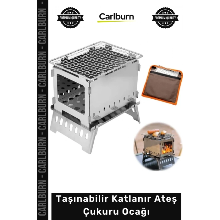 #AteşÇukuruPaslanmaz Çelik Kamp Tipi Kompakt Outdoor Izgara Taşınabilir Katlanır Ateş Çukuru Ocağı
