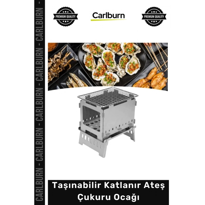 #AteşÇukuruPaslanmaz Çelik Kamp Tipi Kompakt Outdoor Izgara Taşınabilir Katlanır Ateş Çukuru Ocağı