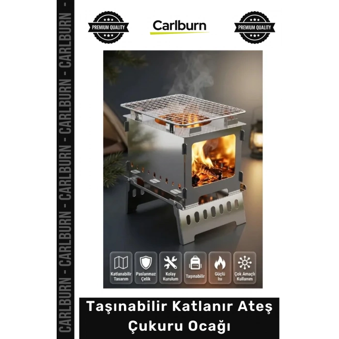 #AteşÇukuruPaslanmaz Çelik Kamp Tipi Kompakt Outdoor Izgara Taşınabilir Katlanır Ateş Çukuru Ocağı