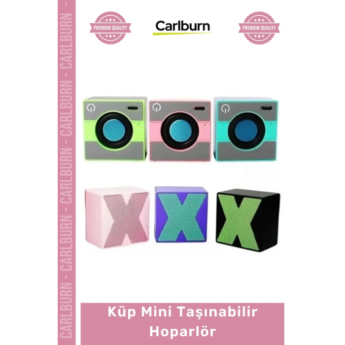 #Hoparlör Bluetooth 50 USB C Hızlı Şarj Kablosuz Güçlü Bass Kompakt Küp Mini Taşınabilir Hoparlör