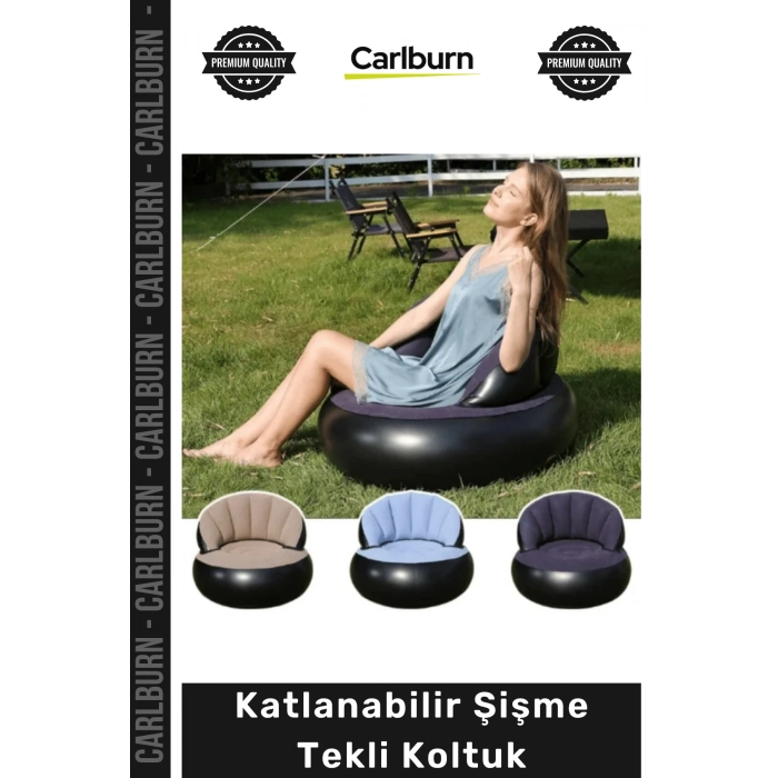 #Koltuk Kadife Dokulu Ergonomik Konforlu Kamp Bahçe Portatif Katlanabilir Şişme Tekli Koltuk