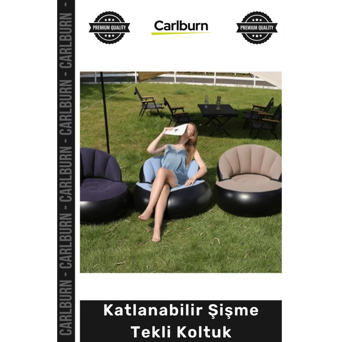 #Koltuk Kadife Dokulu Ergonomik Konforlu Kamp Bahçe Portatif Katlanabilir Şişme Tekli Koltuk