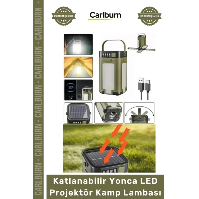 #SolarAydınlatma Solar Güneş Panelli Şarjlı USB Taşınabilir Katlanabilir Yonca LED Projektör Kamp Lambası