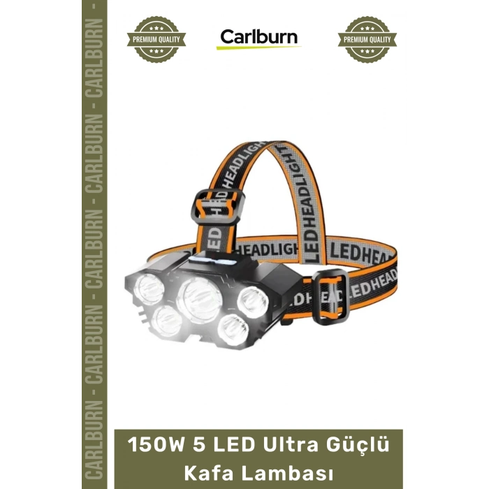 #KafaLambası Şarjlı Kamp Avcılık Dağcılık Outdoor Yüksek Lümen 150W 5 LED Ultra Güçlü Kafa Lambası