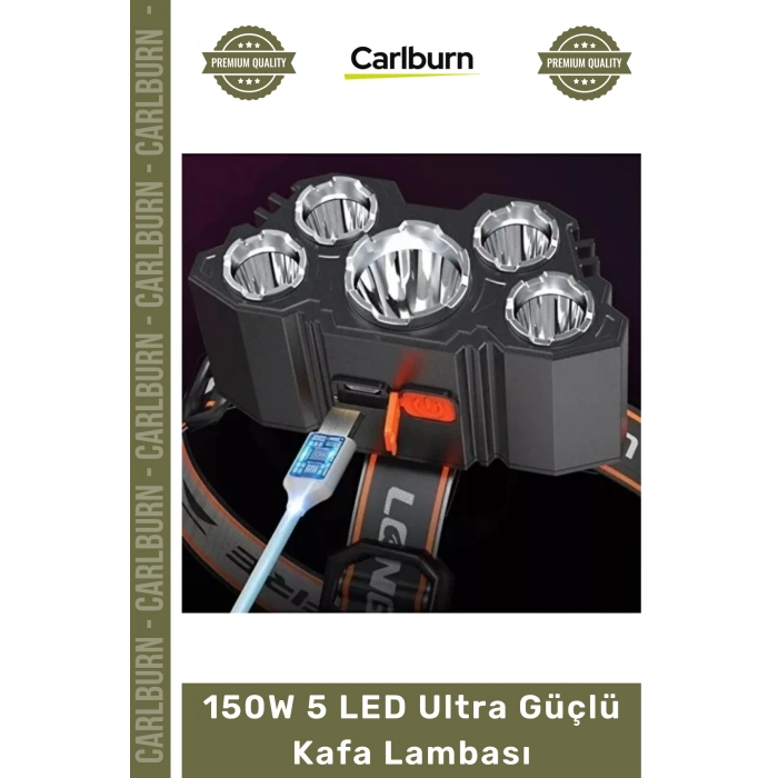 #KafaLambası Şarjlı Kamp Avcılık Dağcılık Outdoor Yüksek Lümen 150W 5 LED Ultra Güçlü Kafa Lambası