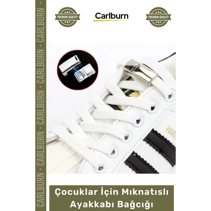 #Bağcık Beyaz Renk Klipsli Manyetik Lastikli Pratik Konforlu Çocuklar İçin Mıknatıslı Ayakkabı Bağcığı