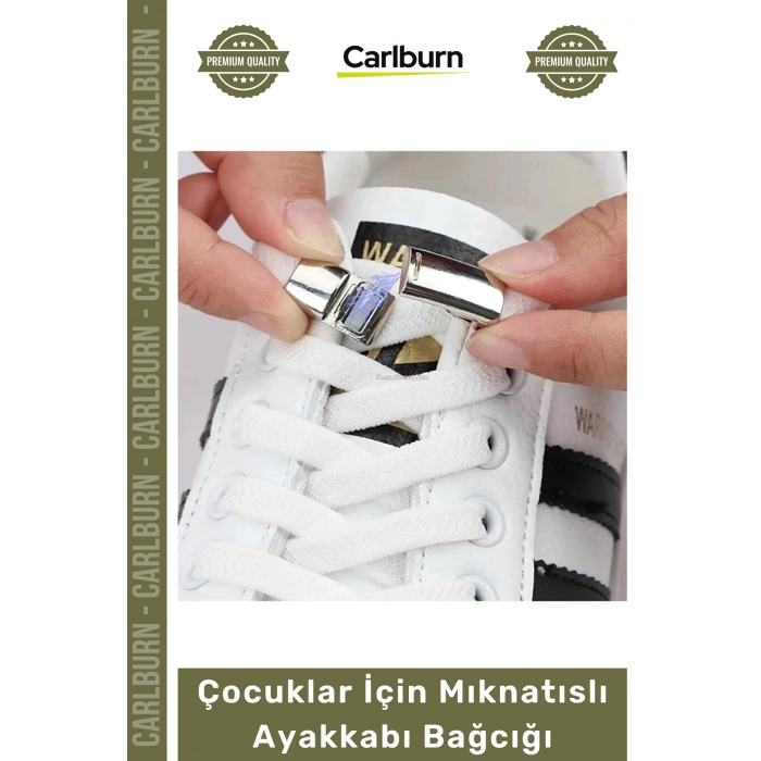 #Bağcık Beyaz Renk Klipsli Manyetik Lastikli Pratik Konforlu Çocuklar İçin Mıknatıslı Ayakkabı Bağcığı