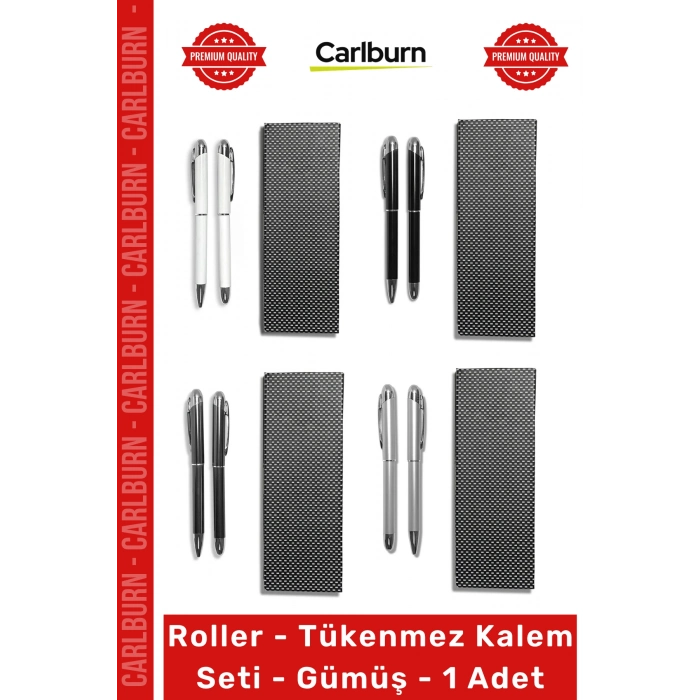 #RollerKalem Lüks Metal Ofis Hediyelik Şık Tasarım Kırtasiye Roller Tükenmez Kalem Seti Gümüş 1 Adet