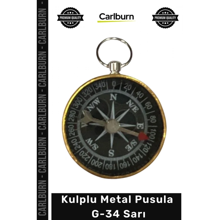 #Pusula Paslanmaz Çelik Dayanıklı Su Geçirmez Hassas Kamp Pusula Kulplu Metal Pusula G34 Sarı