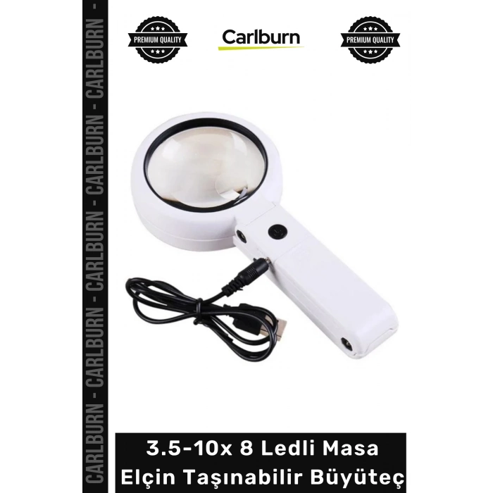 #Büyüteç Işıklı Usb Şarj Edilebilir Katlanabilir 3.5-10x 8 Ledli Masa Elçin Taşınabilir Büyüteç