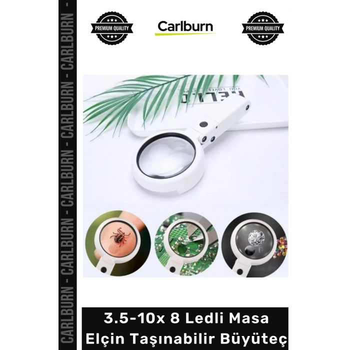 #Büyüteç Işıklı Usb Şarj Edilebilir Katlanabilir 3.5-10x 8 Ledli Masa Elçin Taşınabilir Büyüteç