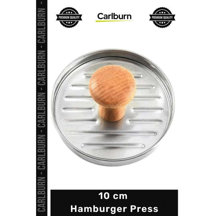 #Press Profesyonel Metal Köfte Şekillendirici Ahşap Saplı Dayanıklı Kalıp 10 cm Hamburger Press