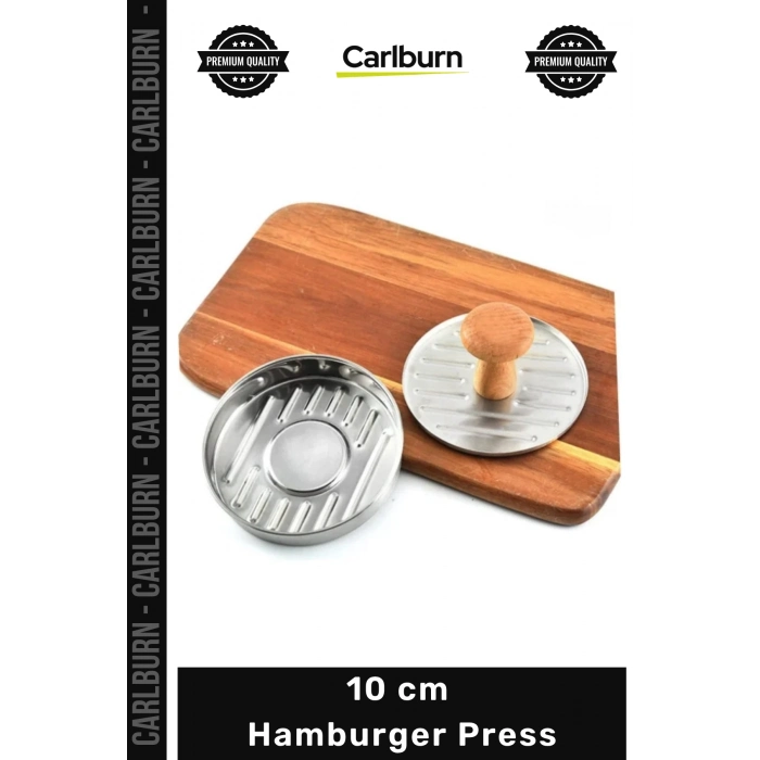 #Press Profesyonel Metal Köfte Şekillendirici Ahşap Saplı Dayanıklı Kalıp 10 cm Hamburger Press