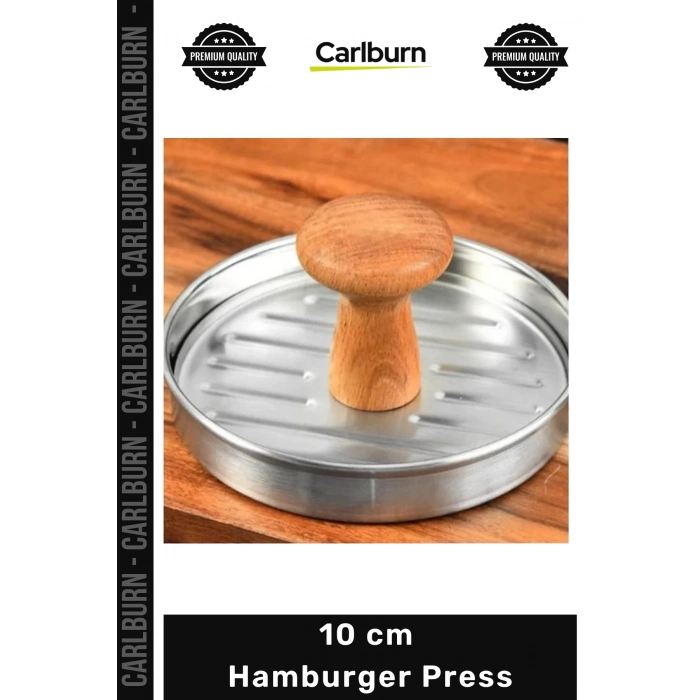 #Press Profesyonel Metal Köfte Şekillendirici Ahşap Saplı Dayanıklı Kalıp 10 cm Hamburger Press