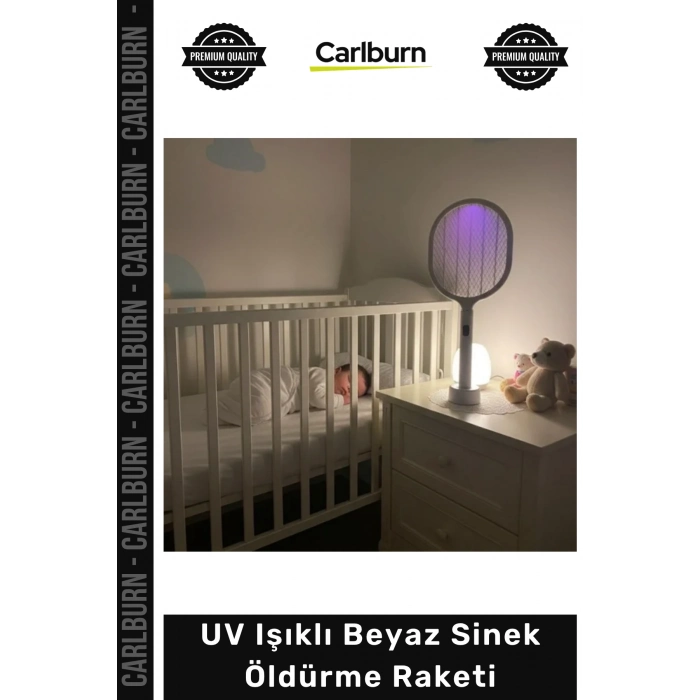 #SinekRaketi Garantili Etkili USB Şarjlı Standlı Şarj Göstergeli UV Işıklı Beyaz Sinek Öldürme Raketi