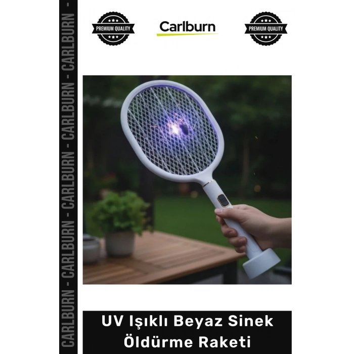#SinekRaketi Garantili Etkili USB Şarjlı Standlı Şarj Göstergeli UV Işıklı Beyaz Sinek Öldürme Raketi