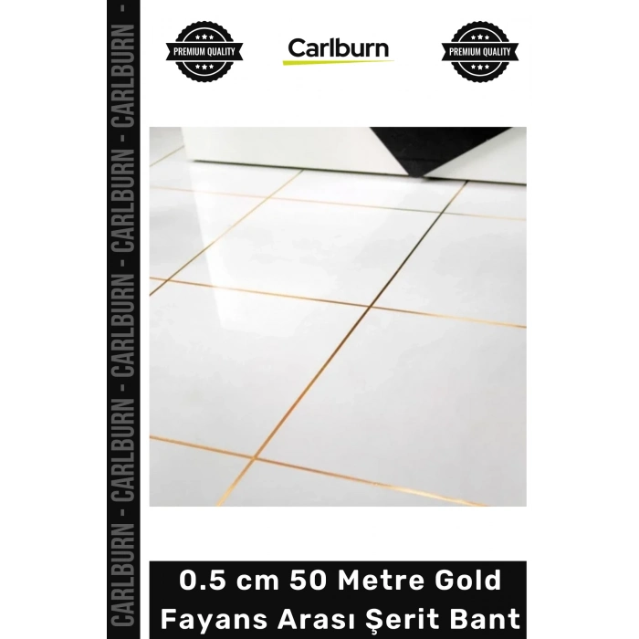 #Bant Dekoratif Kendinden Yapışkanlı Karo Zemin Duvar Süsü 05 cm 50 Metre Gold Fayans Arası Şerit Bant