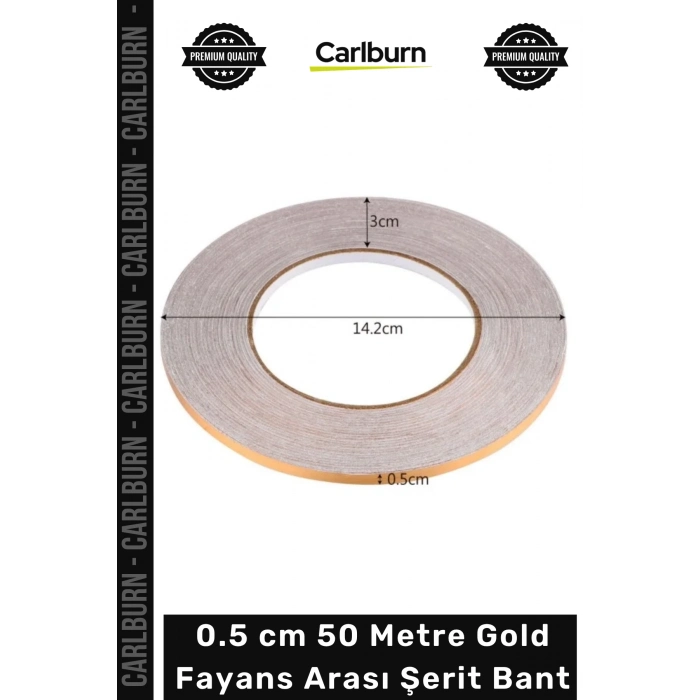 #Bant Dekoratif Kendinden Yapışkanlı Karo Zemin Duvar Süsü 05 cm 50 Metre Gold Fayans Arası Şerit Bant