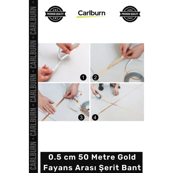 #Bant Dekoratif Kendinden Yapışkanlı Karo Zemin Duvar Süsü 05 cm 50 Metre Gold Fayans Arası Şerit Bant
